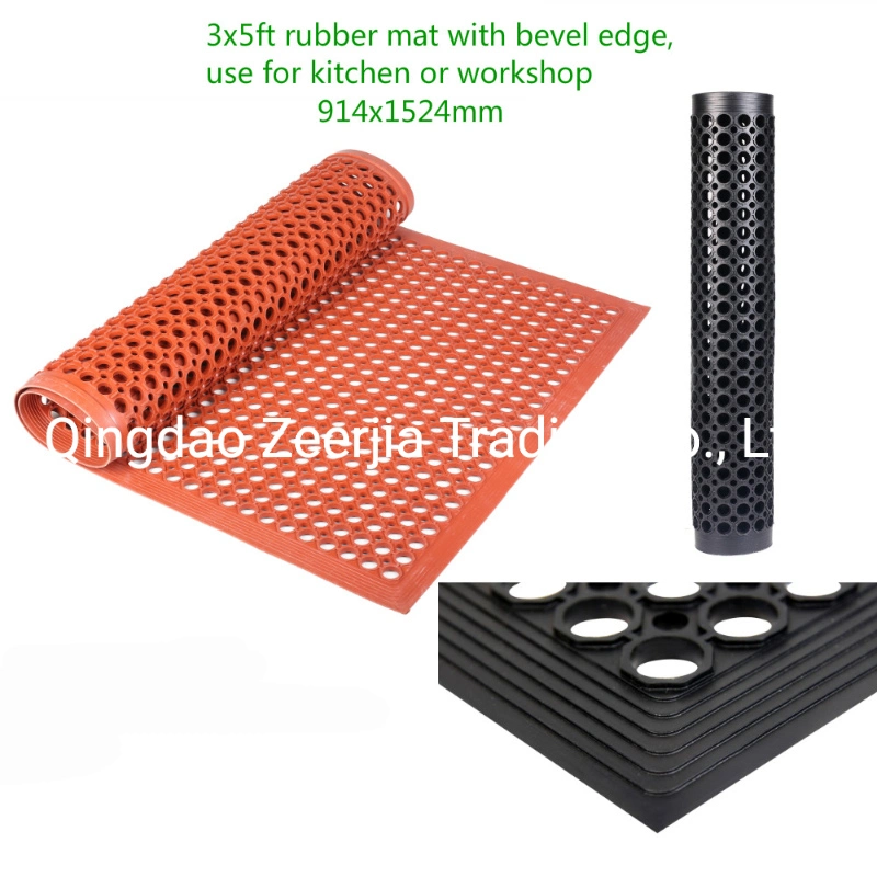 Anti Fatigue Rubber Floor Mats with Safety Bevel Edge and Hollows 914X1524mm