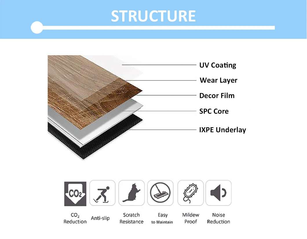 Stone Plastic Flooring 4mm 5mm 1220X184mm Home Commercial Decoration Comfortable Quality Safety Spc Flooring