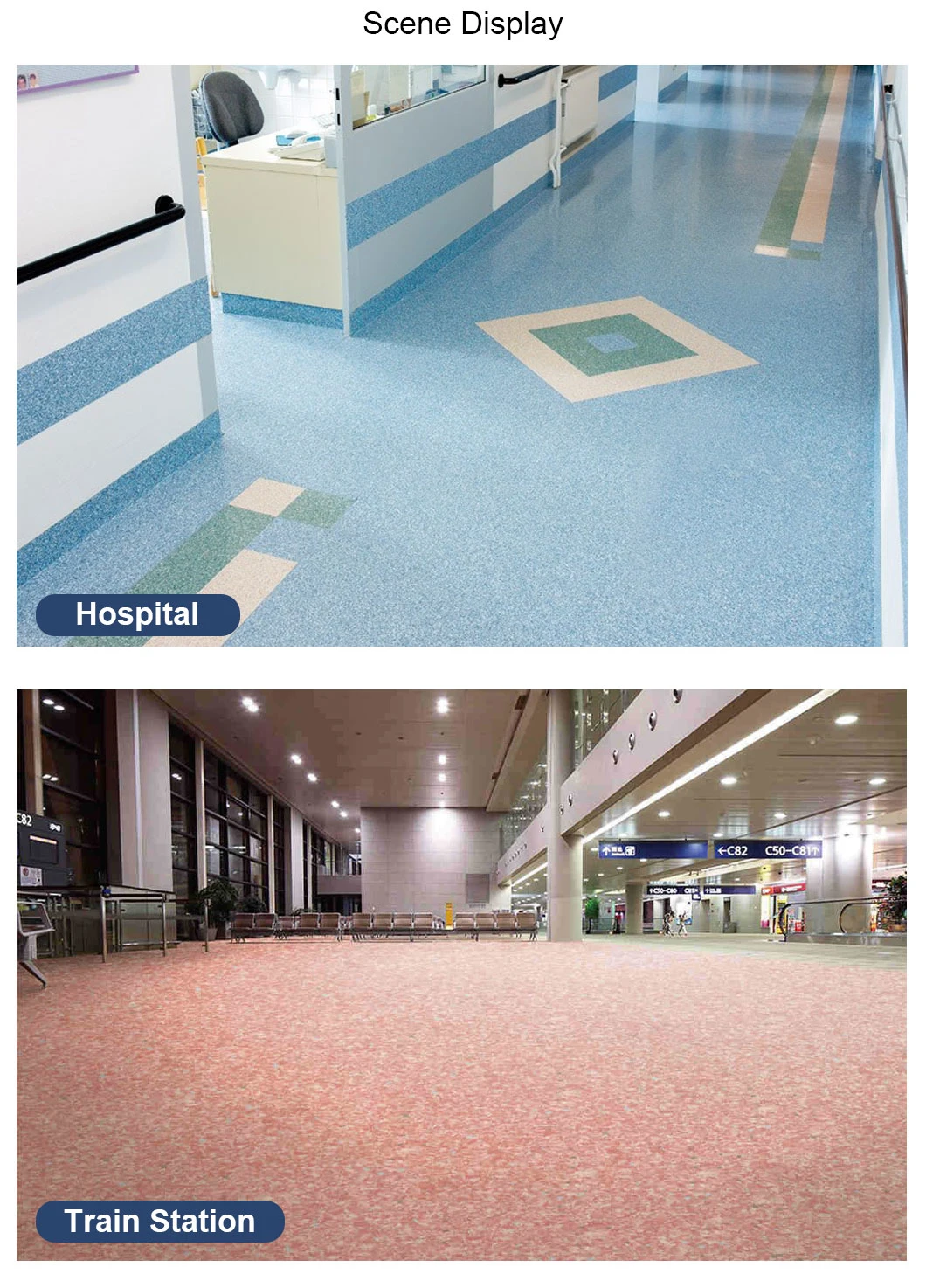 Anti-Static Hospital PVC Vinyl Flooring Homogeneous Vinyl Floor with 20 Years Shelf Life