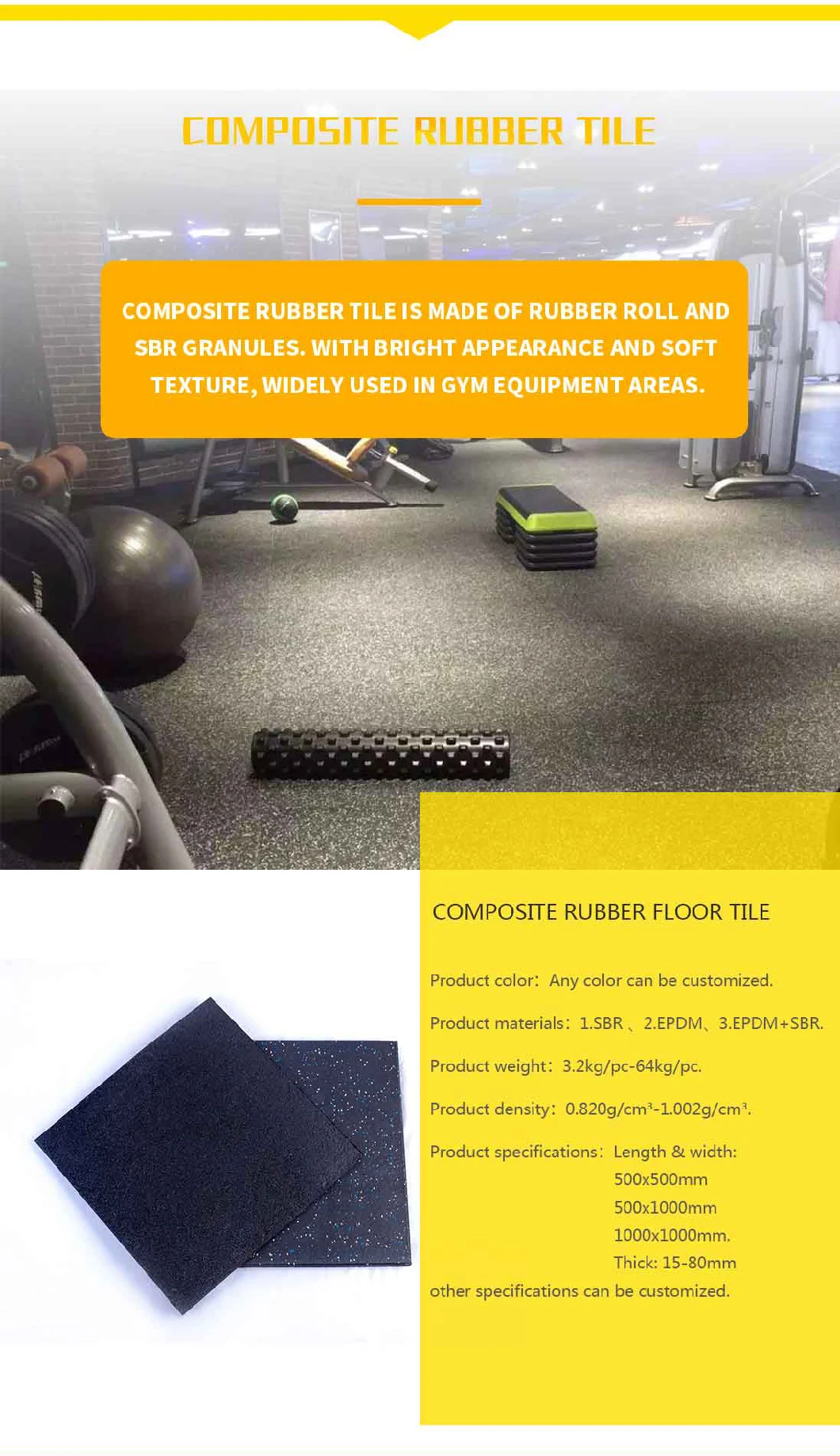 Factory Customized Anti Vibration Shock Absorber EPDM Speckles Rubber Mats Flooring for Gym/Ice Rinks/Home Use/Shooting Range