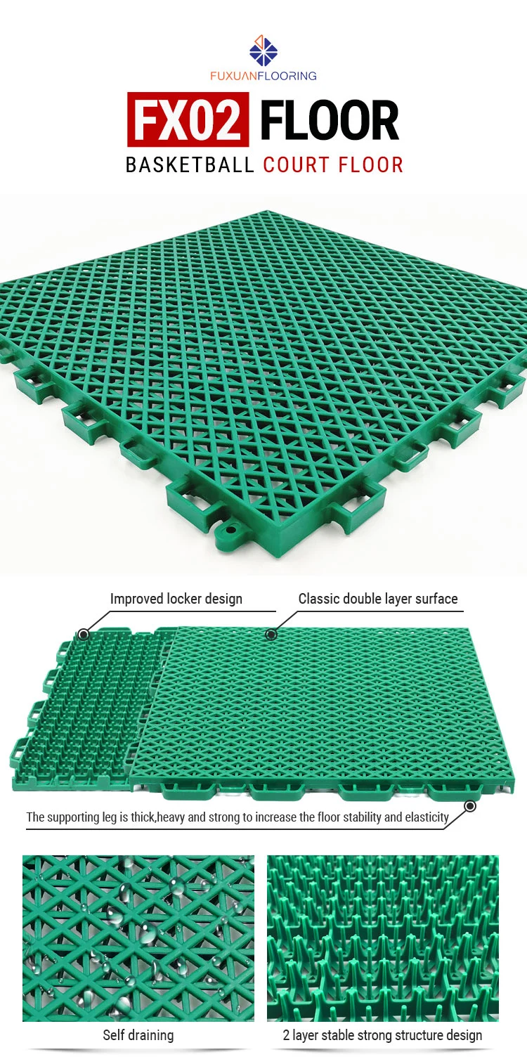 Sports Flooring System Tiles Removable Floor Stickers Multi-Purpose PP Modular Suspended Interlocking Plastic Flooring