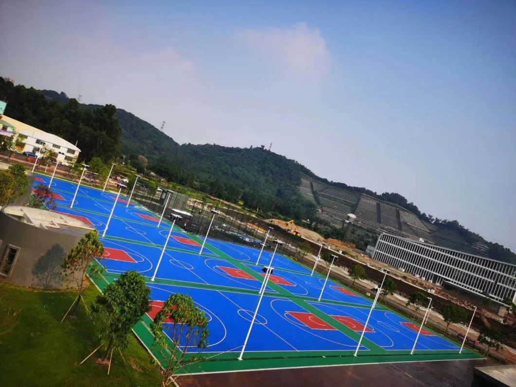 Customized Silicon PU Sports Court Outside Elasticity Basketball/Volleyball/Badminton/Tennis Courts Floor